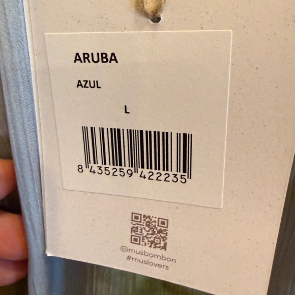 Mus & BomBon Aruba Halter Slip Dress color Azul sz L - Picture 13 of 15